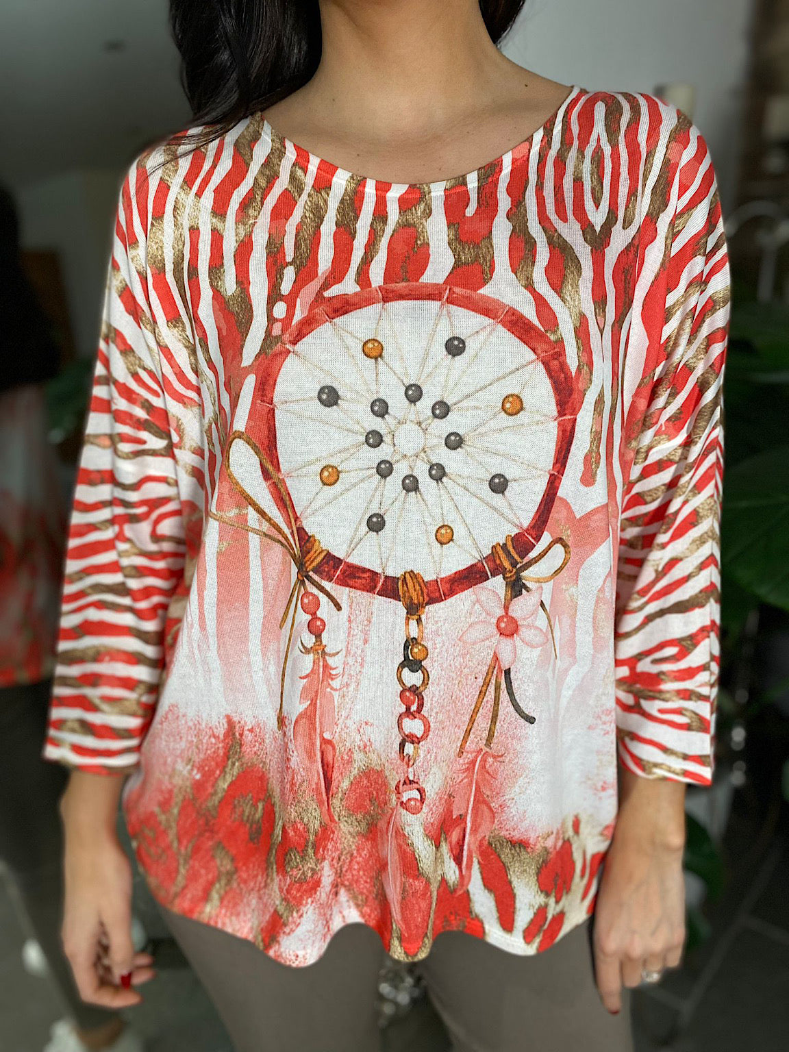 Orange Multi Animal Dreamcatcher Top Carrie