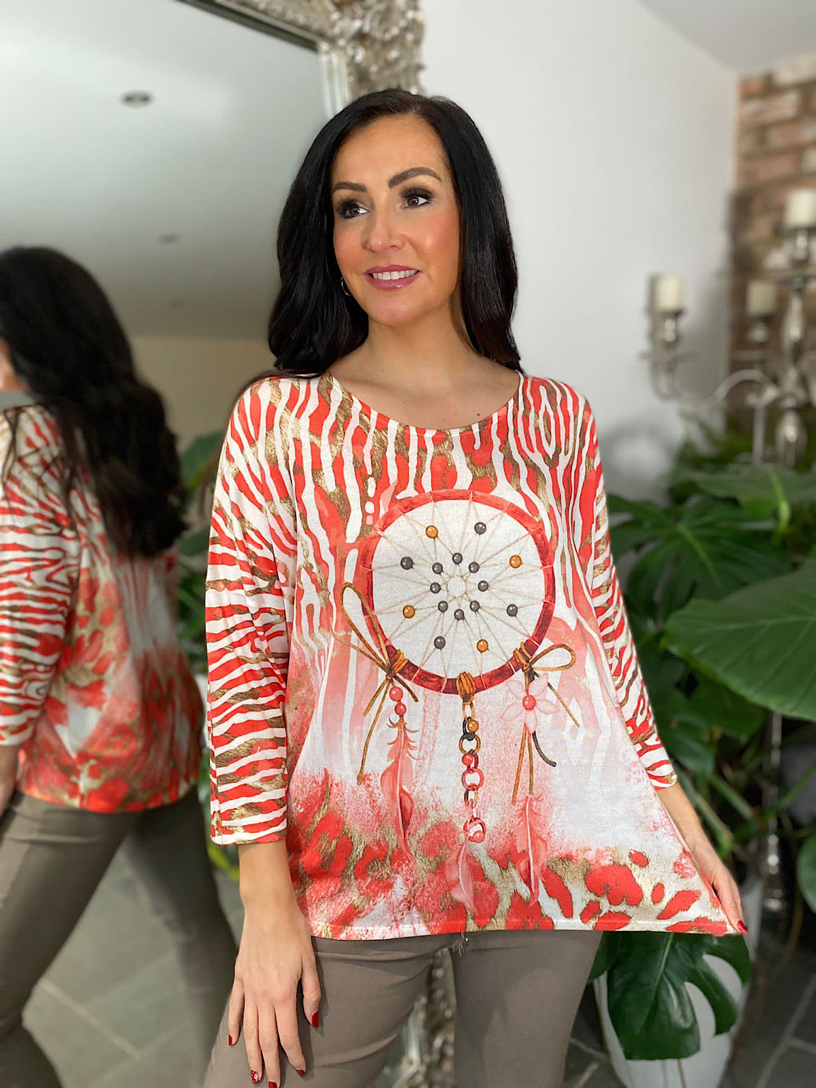 Orange Multi Animal Dreamcatcher Top Carrie