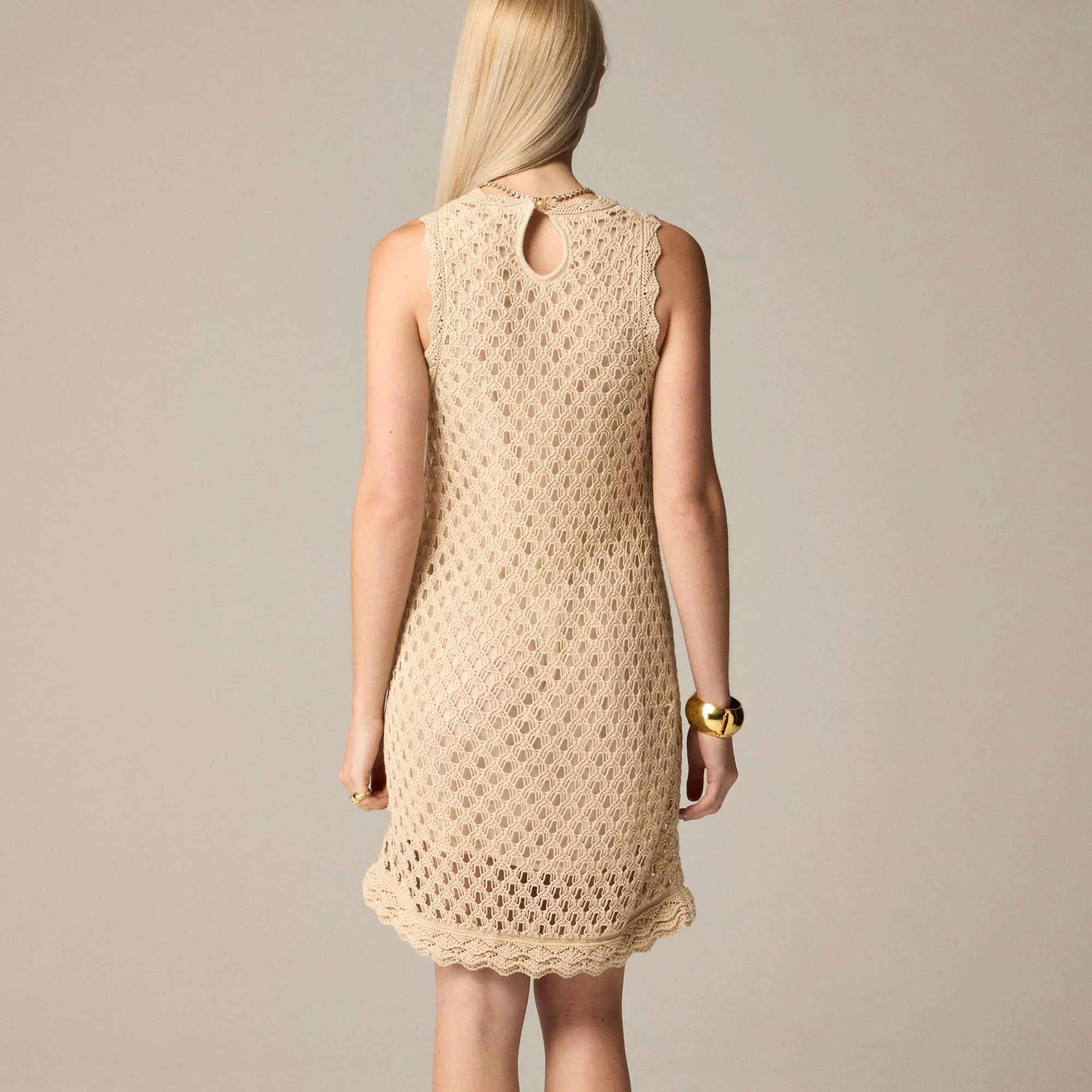 Pointelle sleeveless sweater-dress