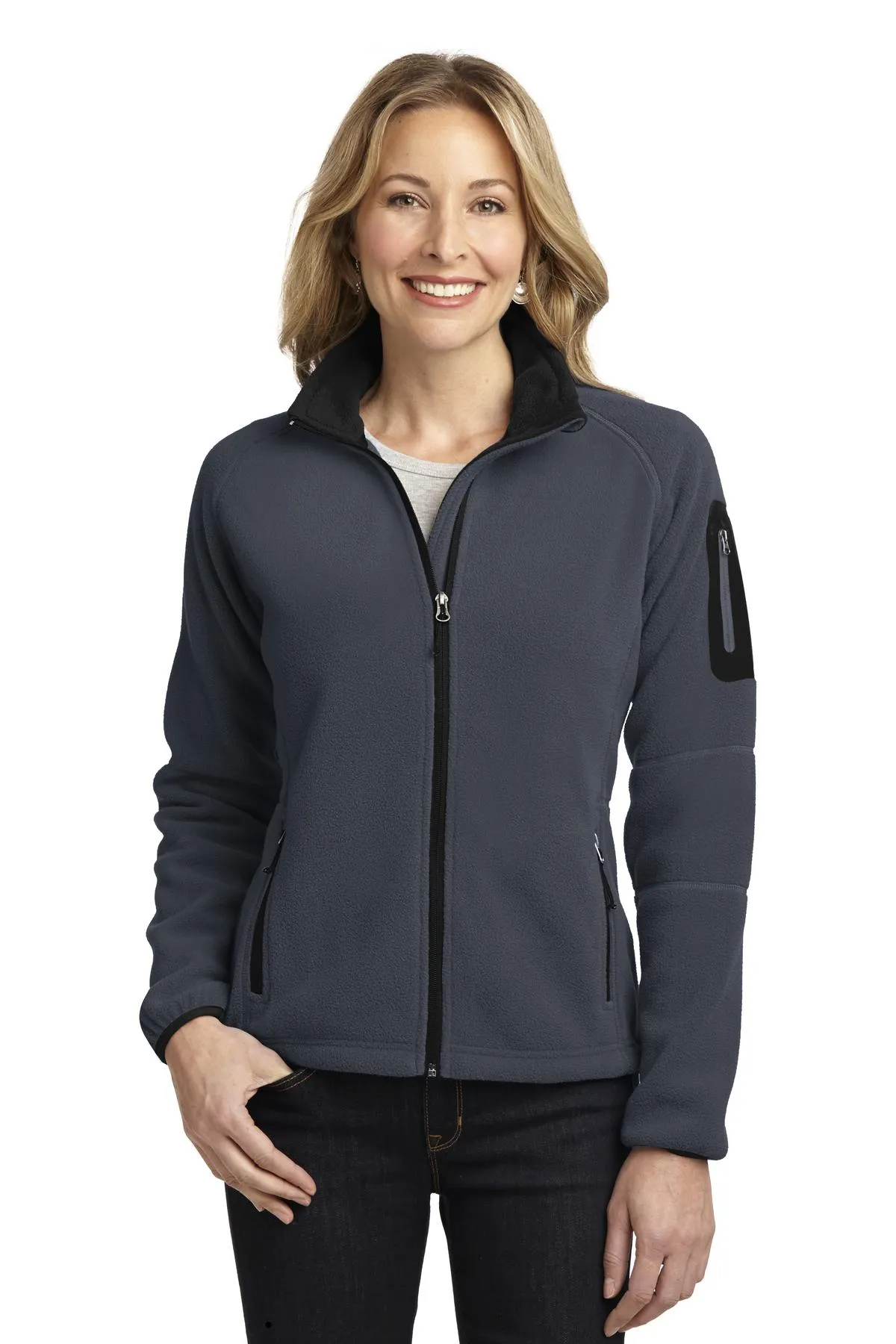 Port Authority Ladies Enhanced Value Fleece Full-Zip Jacket L229 Battleship Grey/ Black