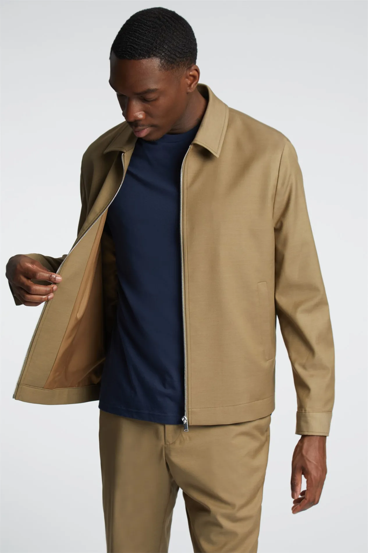 Relaxed Fit Tobacco Zip Jacket