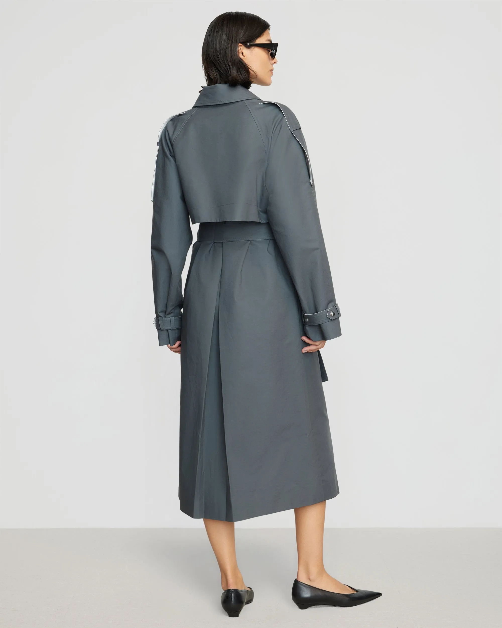 Rhea Contrast Trim Trench Coat | Slate Grey