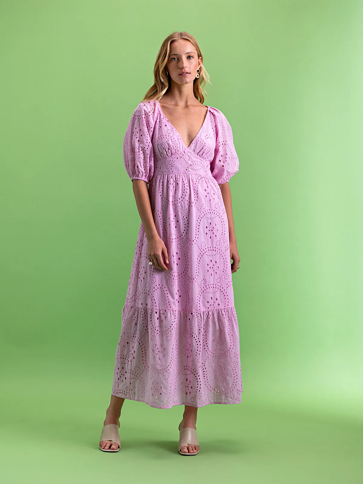 Sanctuary Maxi Eyelet Dress | Pink