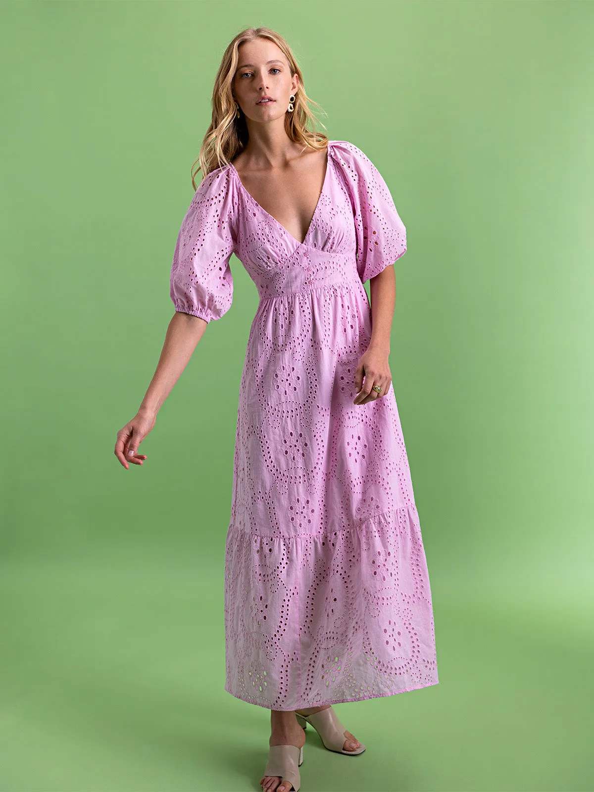 Sanctuary Maxi Eyelet Dress | Pink