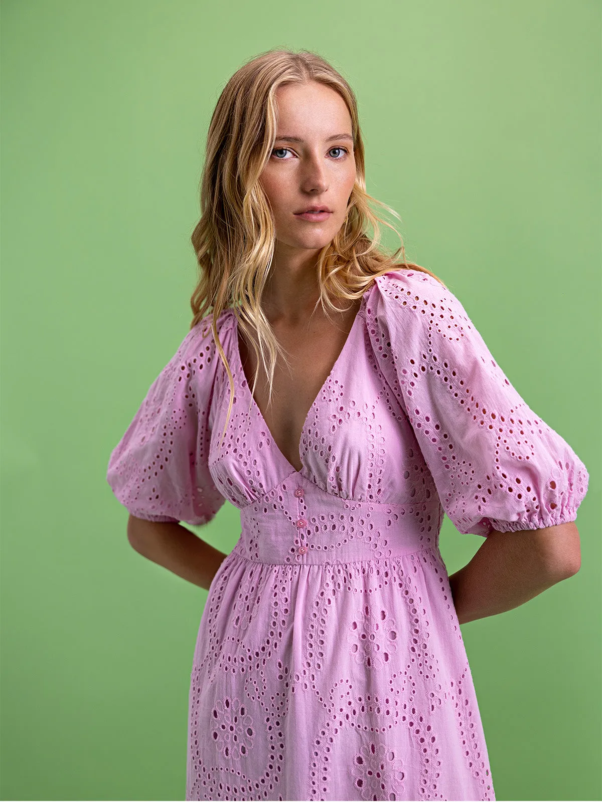 Sanctuary Maxi Eyelet Dress | Pink