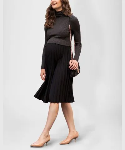 Seraphine Women's Charcoal Pleated Maternity & Nursing Dress