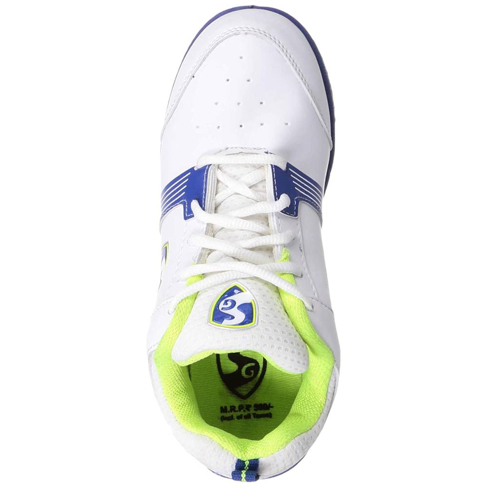 SG Unisex Bouncer 1.0 Cricket Shoe (White/Blue/Lime)