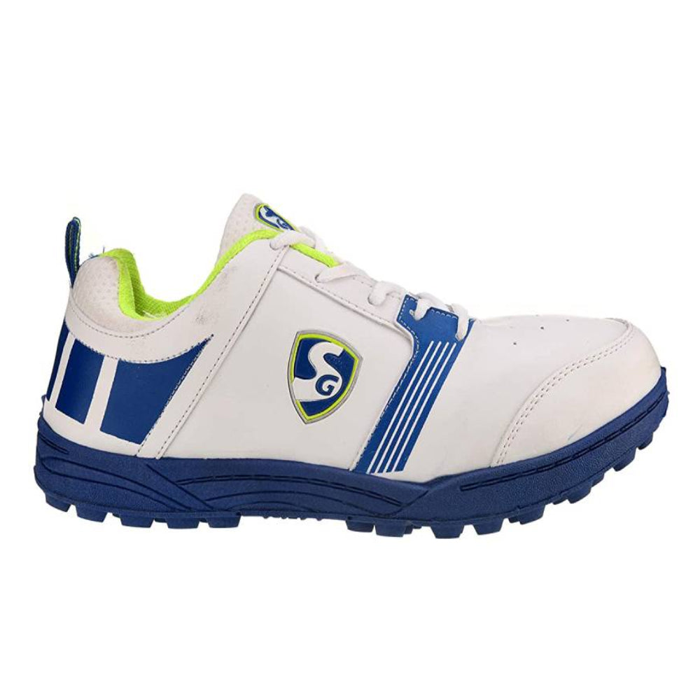 SG Unisex Bouncer 1.0 Cricket Shoe (White/Blue/Lime)