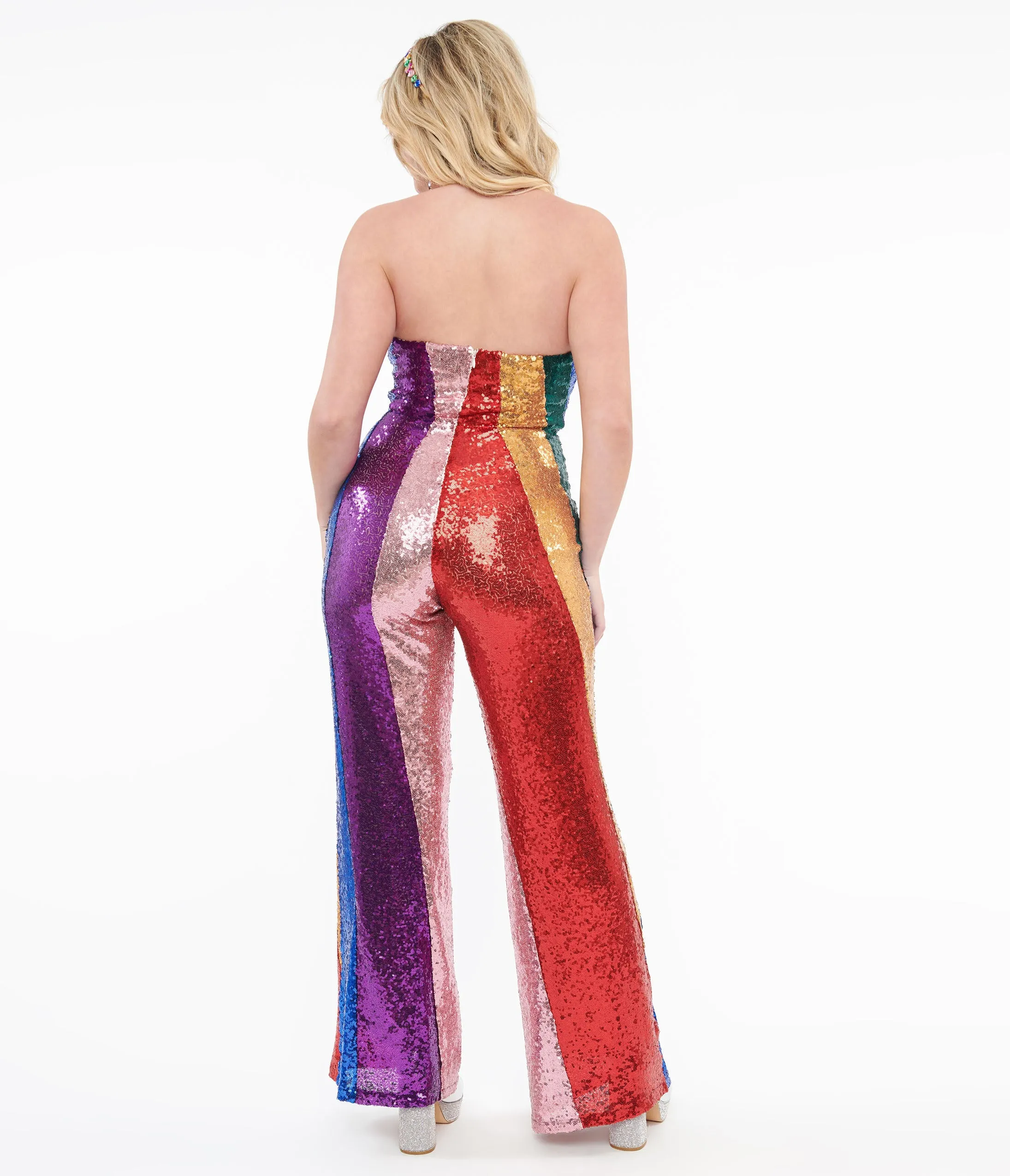 Smak Parlour 1960s Rainbow Sequin Glamour Goddess Jumpsuit