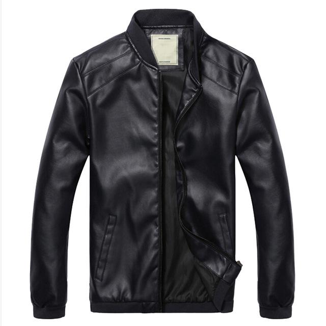 Spring & Autumn Synthetic Leather Men's Full Sleeves Jacket Outwear