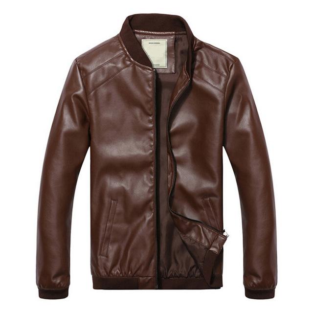 Spring & Autumn Synthetic Leather Men's Full Sleeves Jacket Outwear