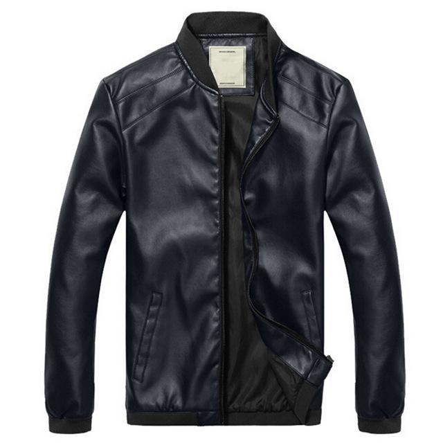 Spring & Autumn Synthetic Leather Men's Full Sleeves Jacket Outwear