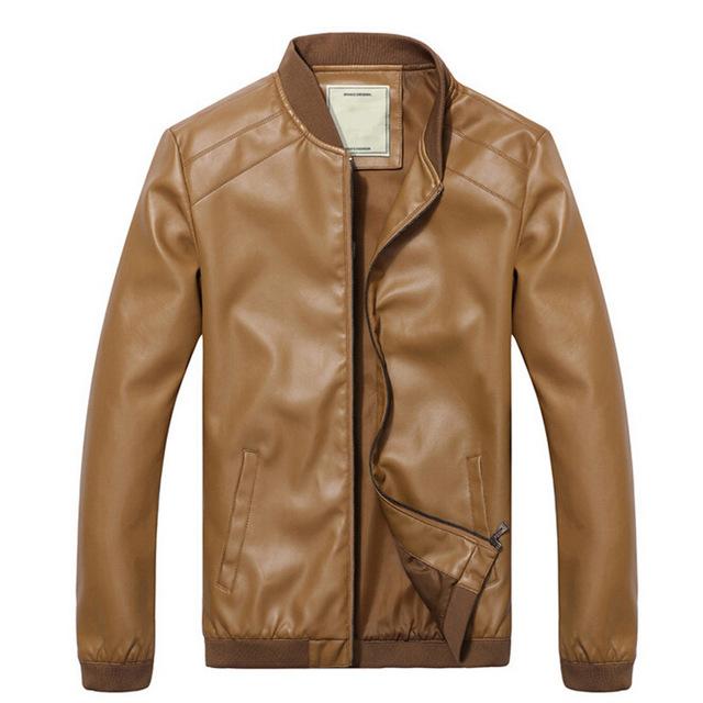 Spring & Autumn Synthetic Leather Men's Full Sleeves Jacket Outwear