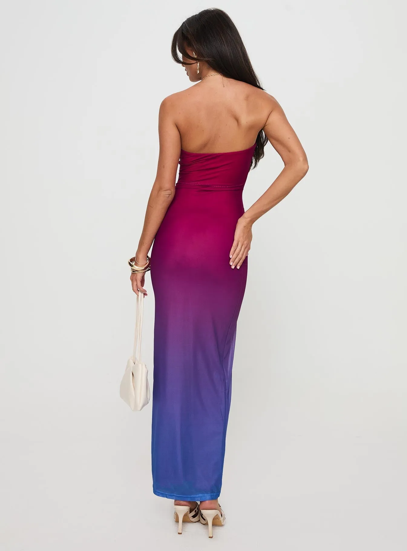 Stolen Love Strapless Maxi Dress Pink / Purple Ombre