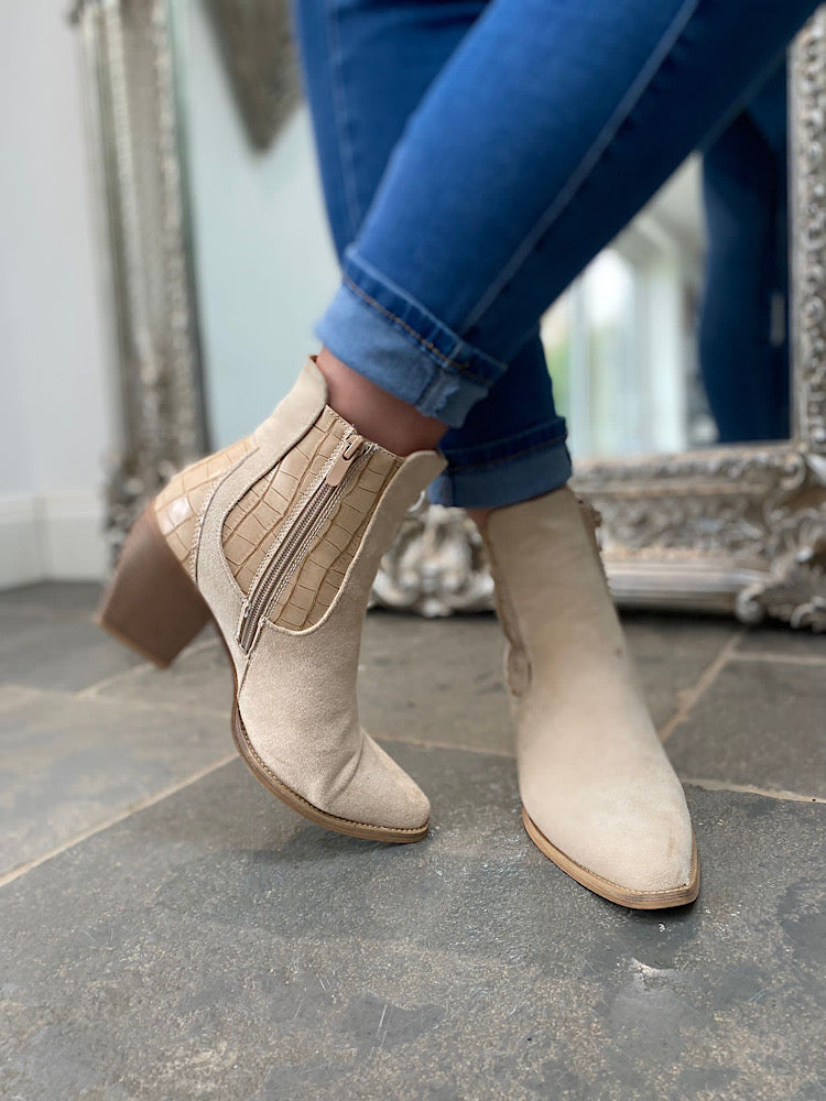 Stone Suede Style Boots