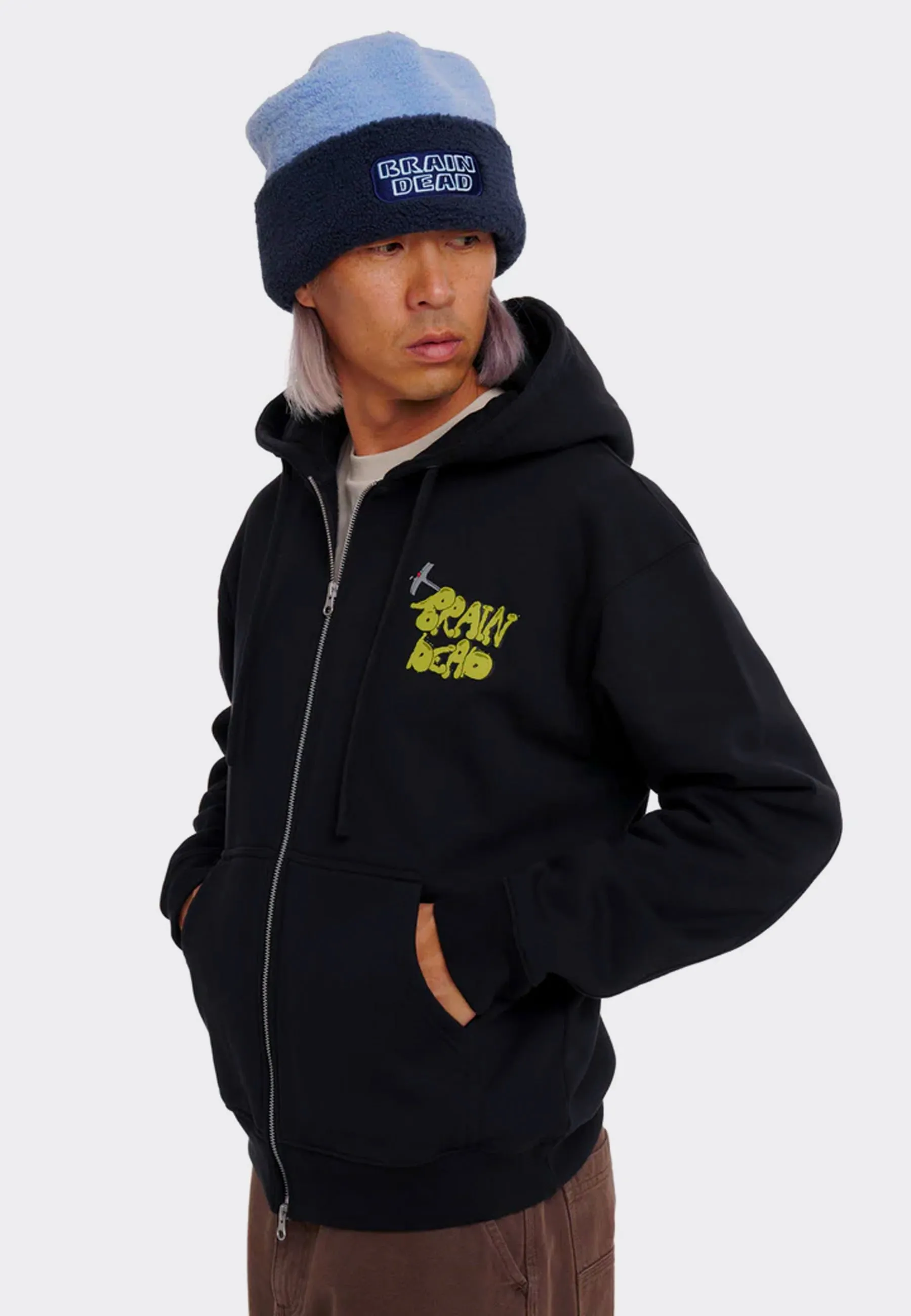 Stoned Head Zip Hoodie - Black