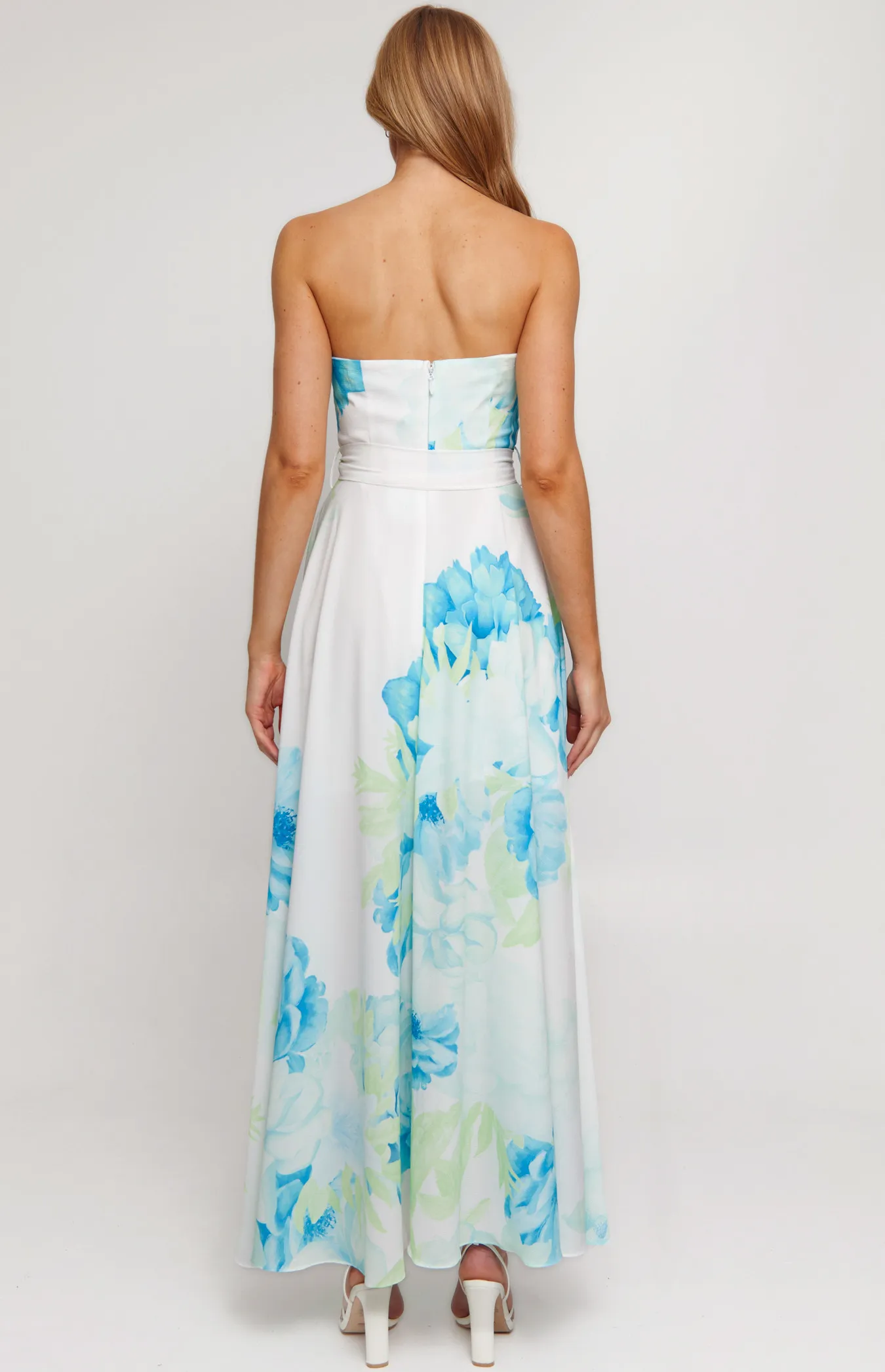 Strapless Floral Print Maxi Dress with Split Detail (SDR342-11A)