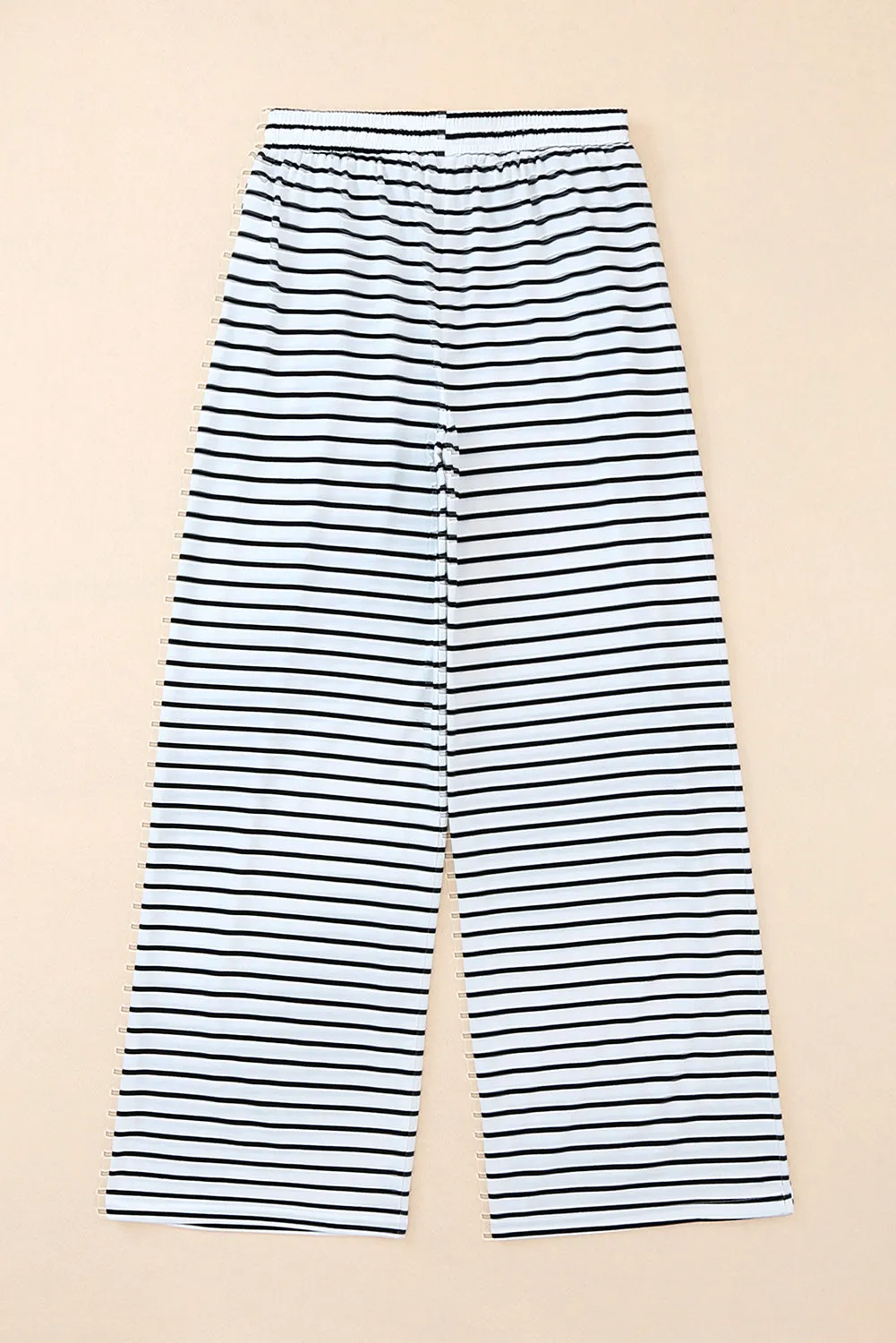 Striped Drawstring Waist Wide Leg Pants