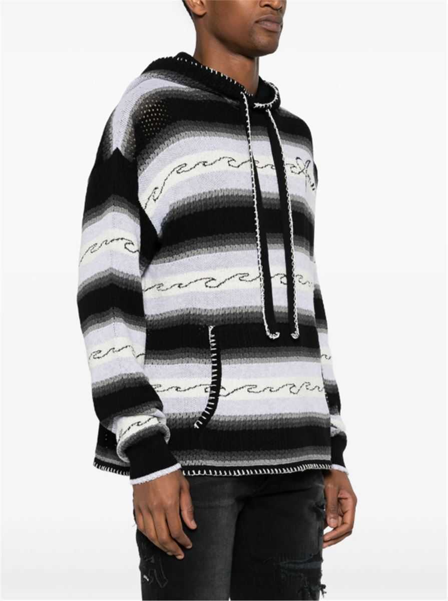 STRIPED KNITTED HOODIE