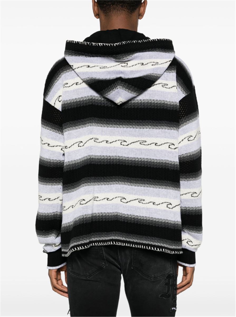 STRIPED KNITTED HOODIE