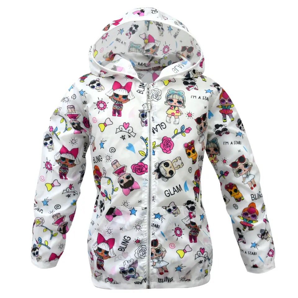 Summer Children's Hooded Sun Protection Clothing Baby Outwear Jacket Boys Girls Cartoon LOL Long Sleeved Thin Coat Zipper Out X7