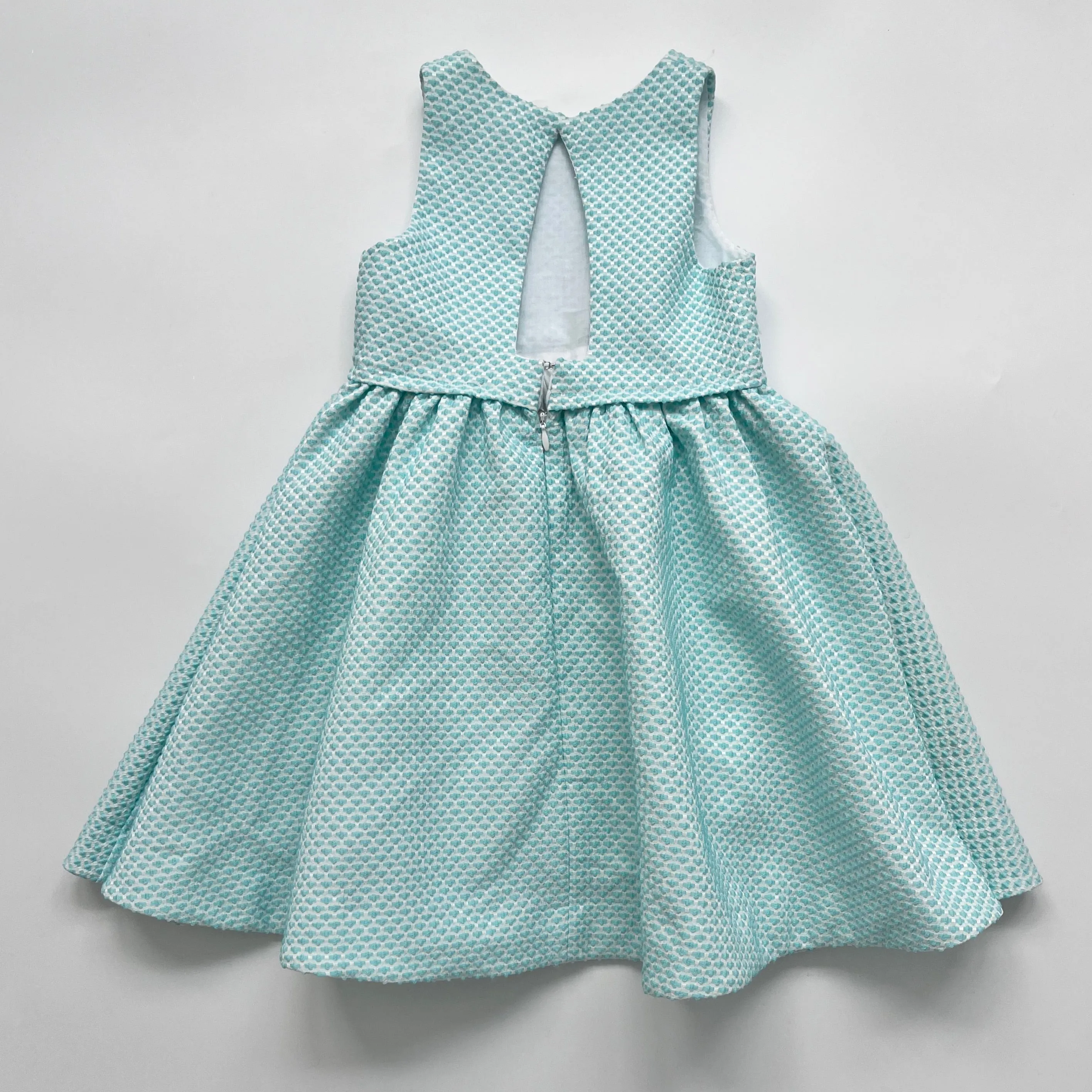 Tartine et Chocolat Aqua Embossed Dress With Open Back: 6 Years