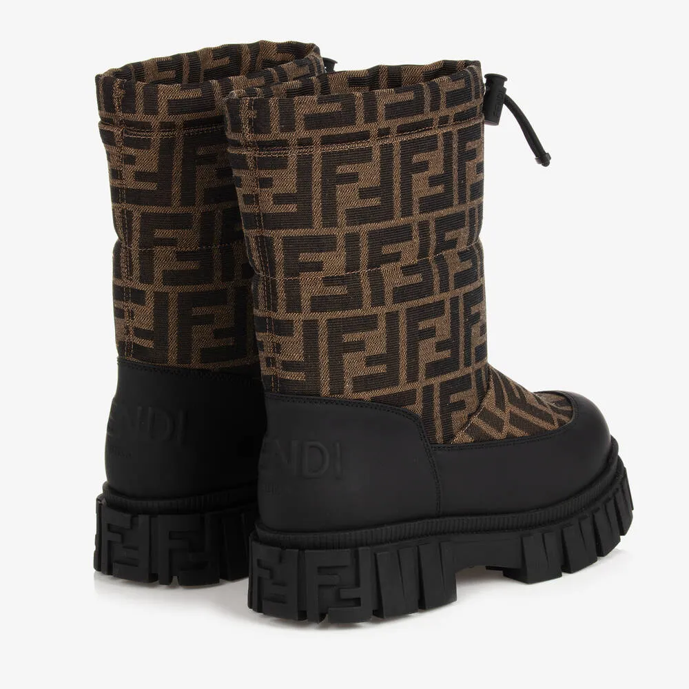 Teen Black & Brown FF Snow Boots