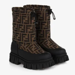 Teen Black & Brown FF Snow Boots