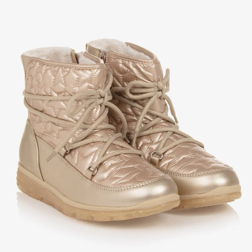 Teen Girls Gold Padded Star Snow Boots