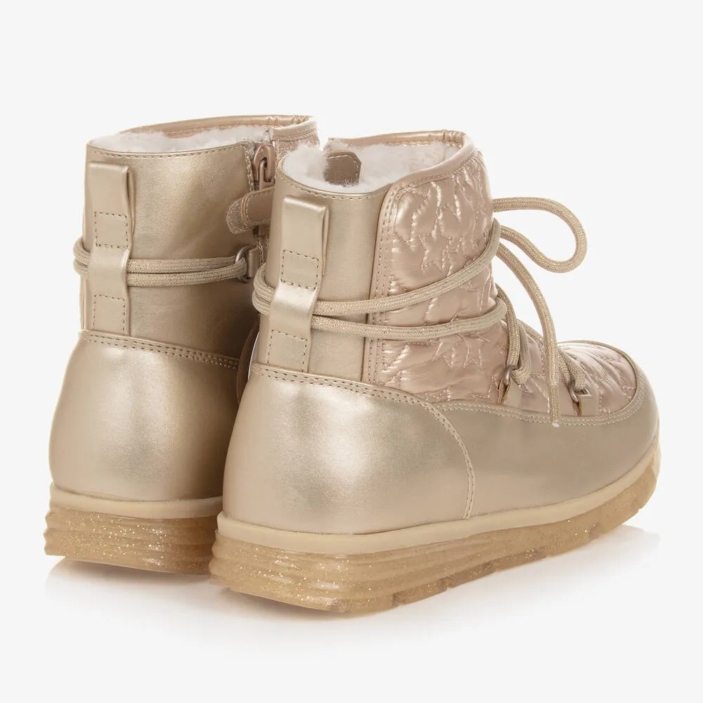 Teen Girls Gold Padded Star Snow Boots