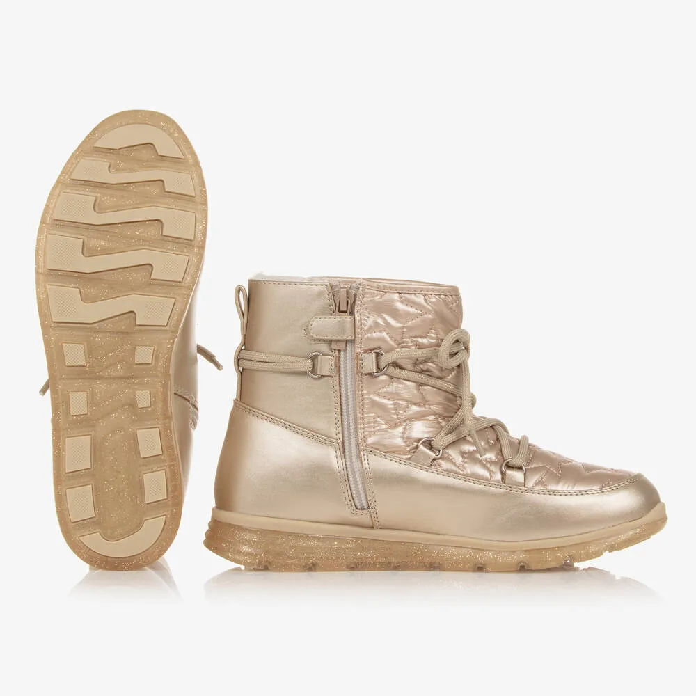 Teen Girls Gold Padded Star Snow Boots