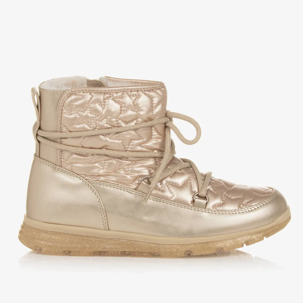 Teen Girls Gold Padded Star Snow Boots