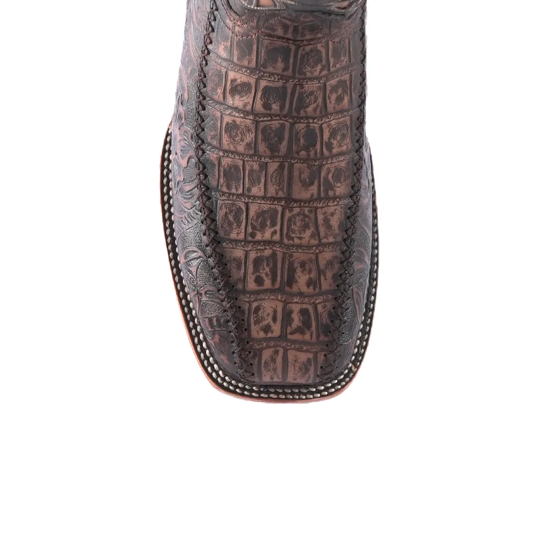 Texas Country Western Boot Belly Cincelado Cafe Square Toe E695