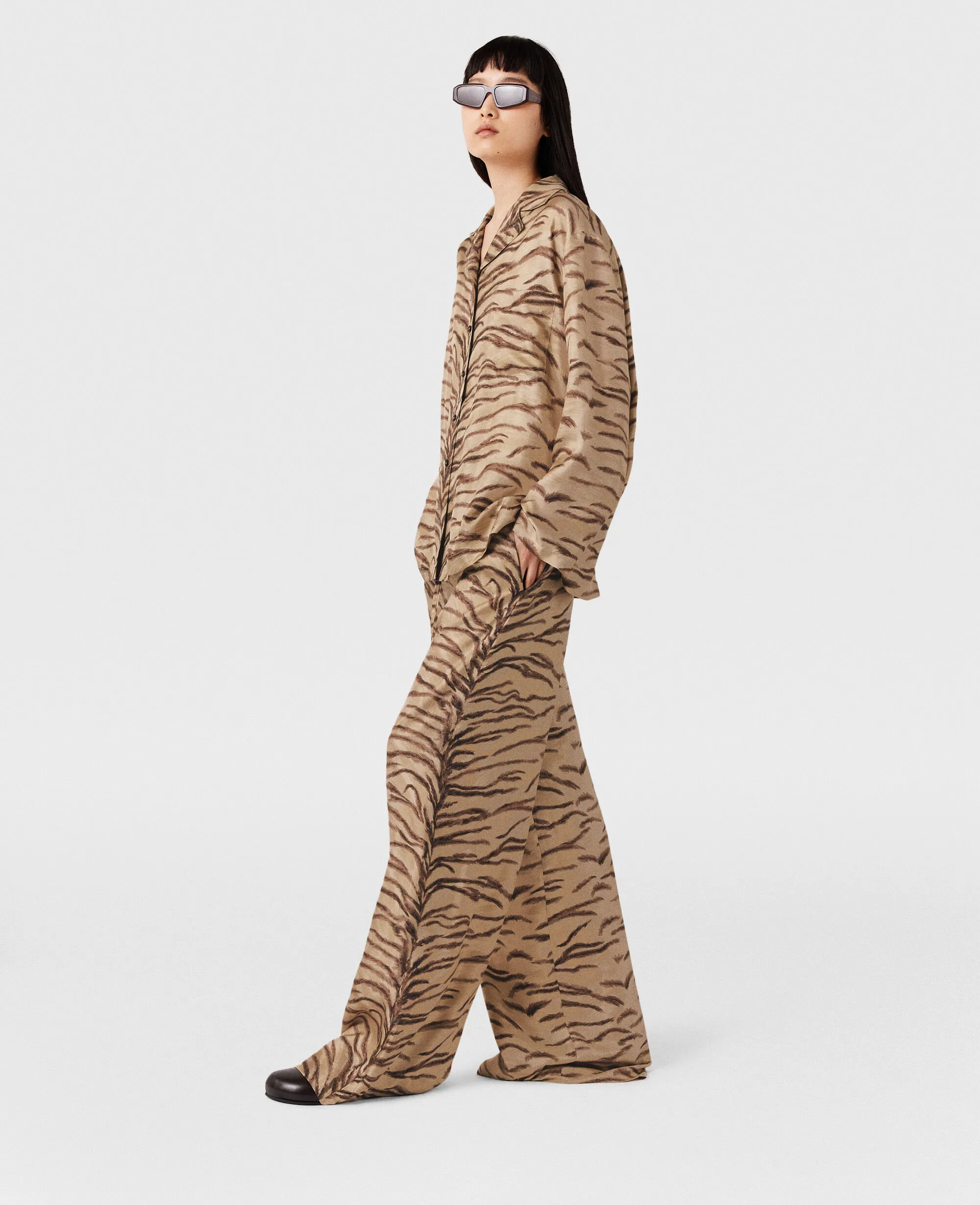 Tiger Print High-Rise Wide-Leg Pants