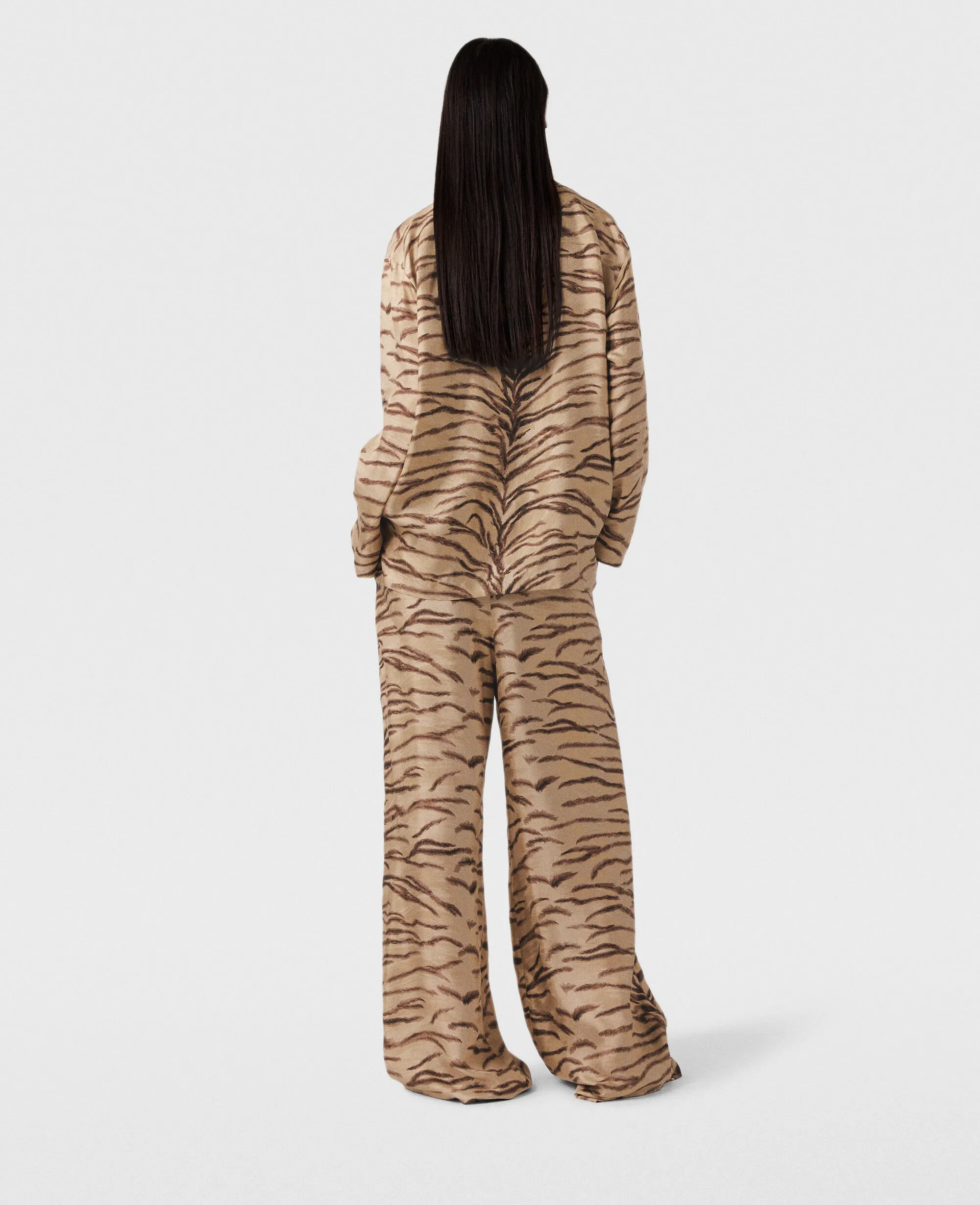 Tiger Print High-Rise Wide-Leg Pants