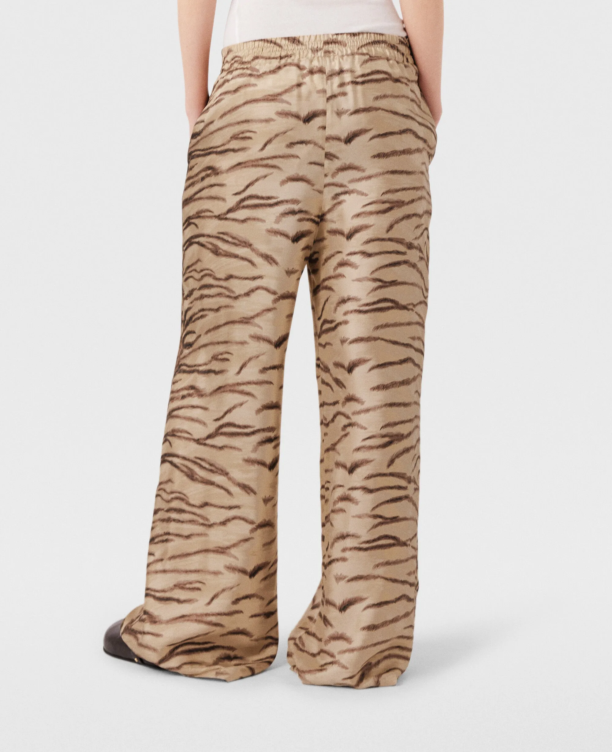 Tiger Print High-Rise Wide-Leg Pants