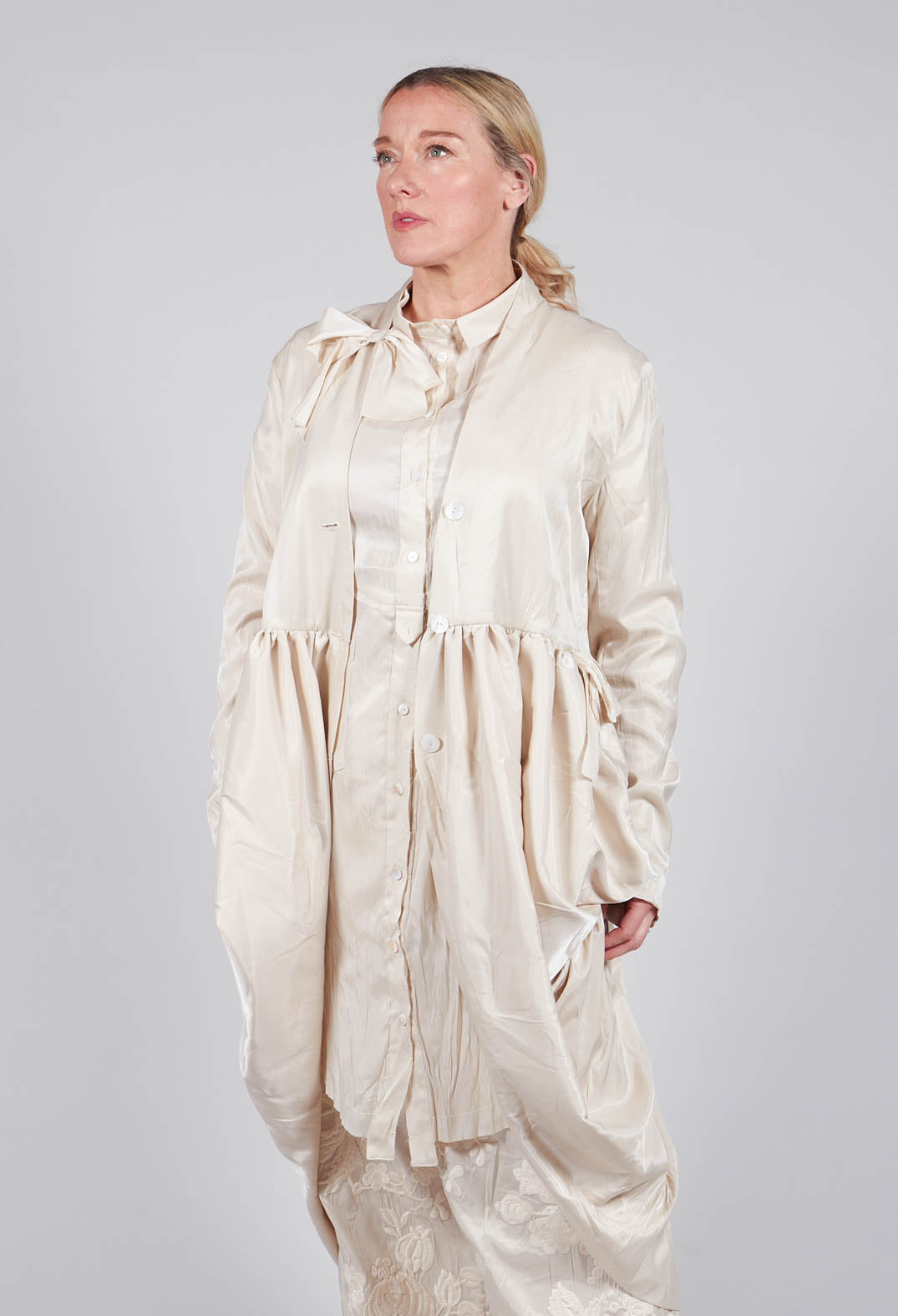 Treasury Drape Coat in Cream