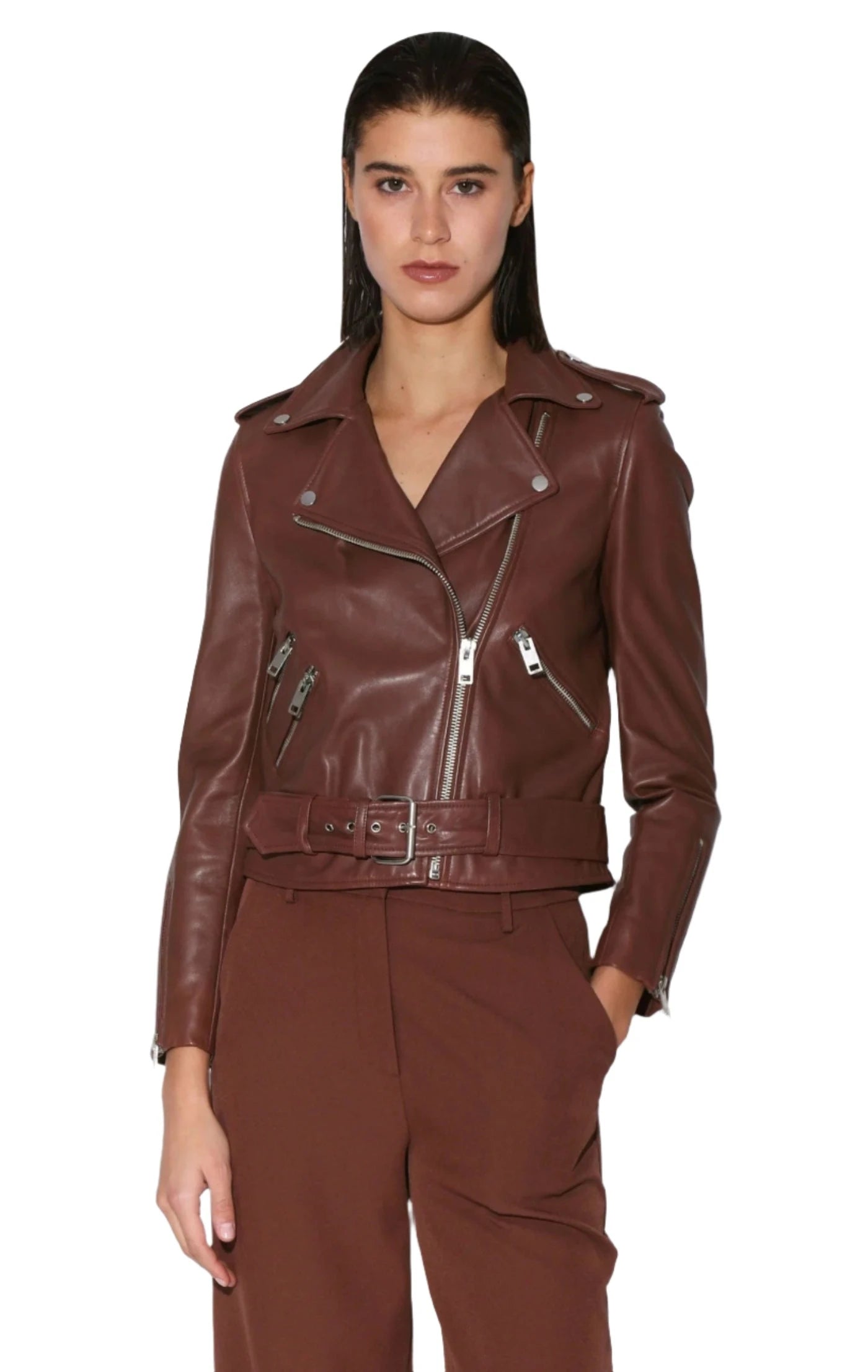 Walter Baker Allison Leather Jacket in Walnut