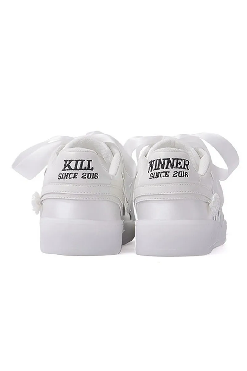 White Unisex Retro Low Top Sneakers