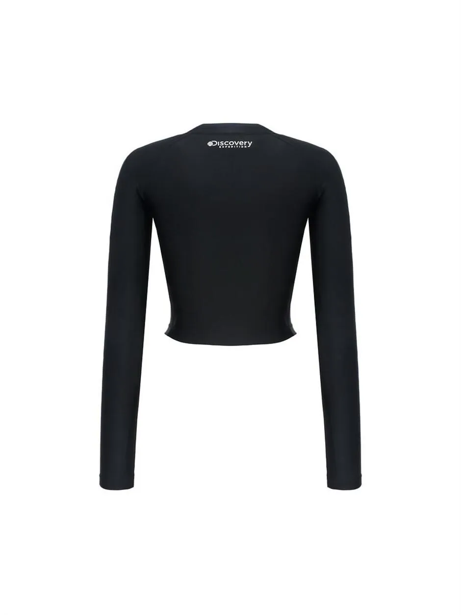 [WMS] Logo Zip-Up Half Crop Rashguard Black