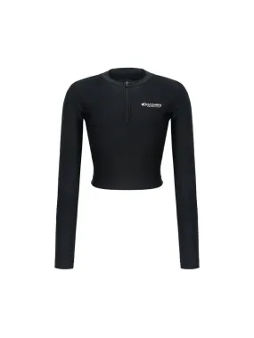 [WMS] Logo Zip-Up Half Crop Rashguard Black