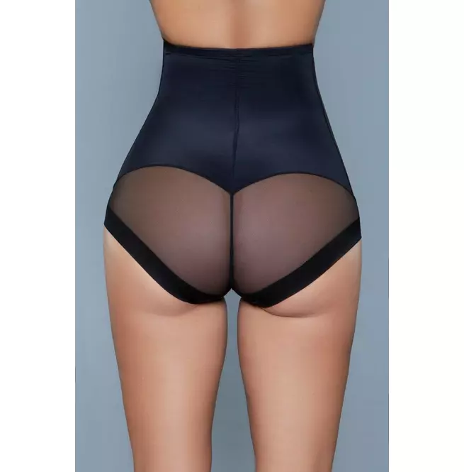 Women's Black High-Waist Shapewear Panty With Mesh and Boning