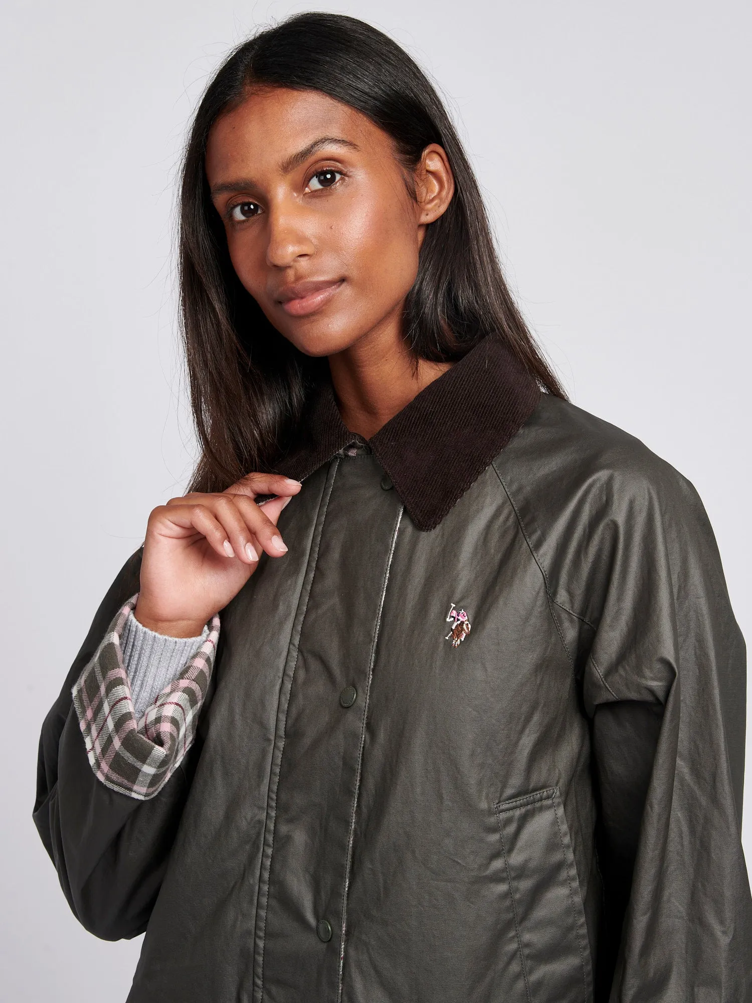 Womens Waxed Cotton Short Parka in Chimera