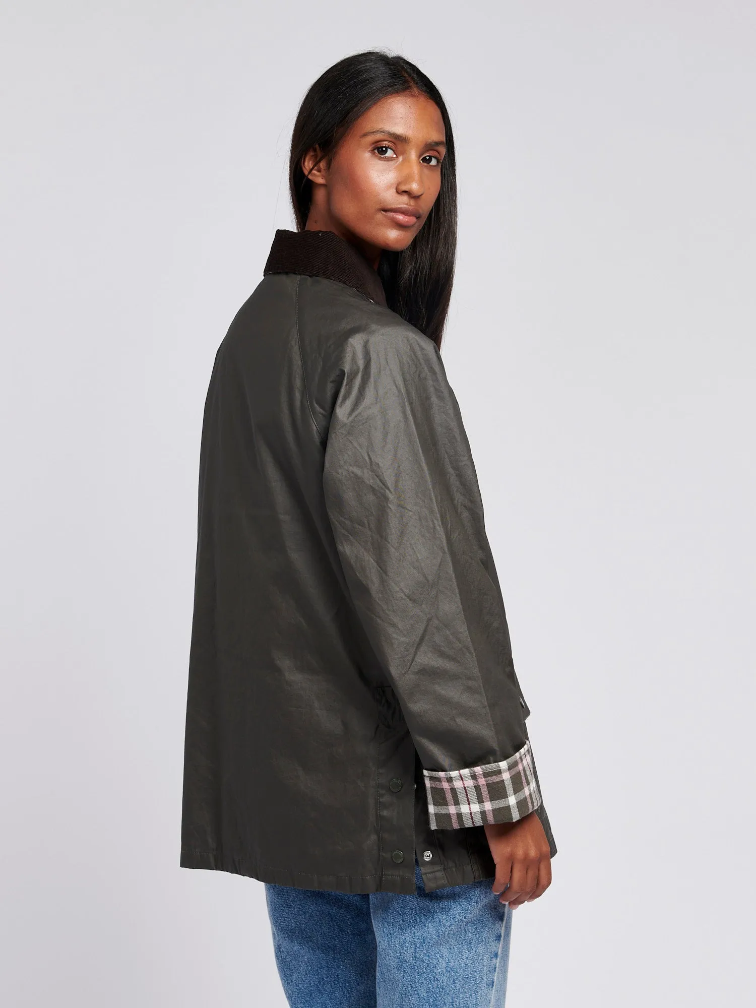 Womens Waxed Cotton Short Parka in Chimera