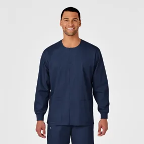 WonderWORK Unisex Snap Front Scrub Jacket - Navy