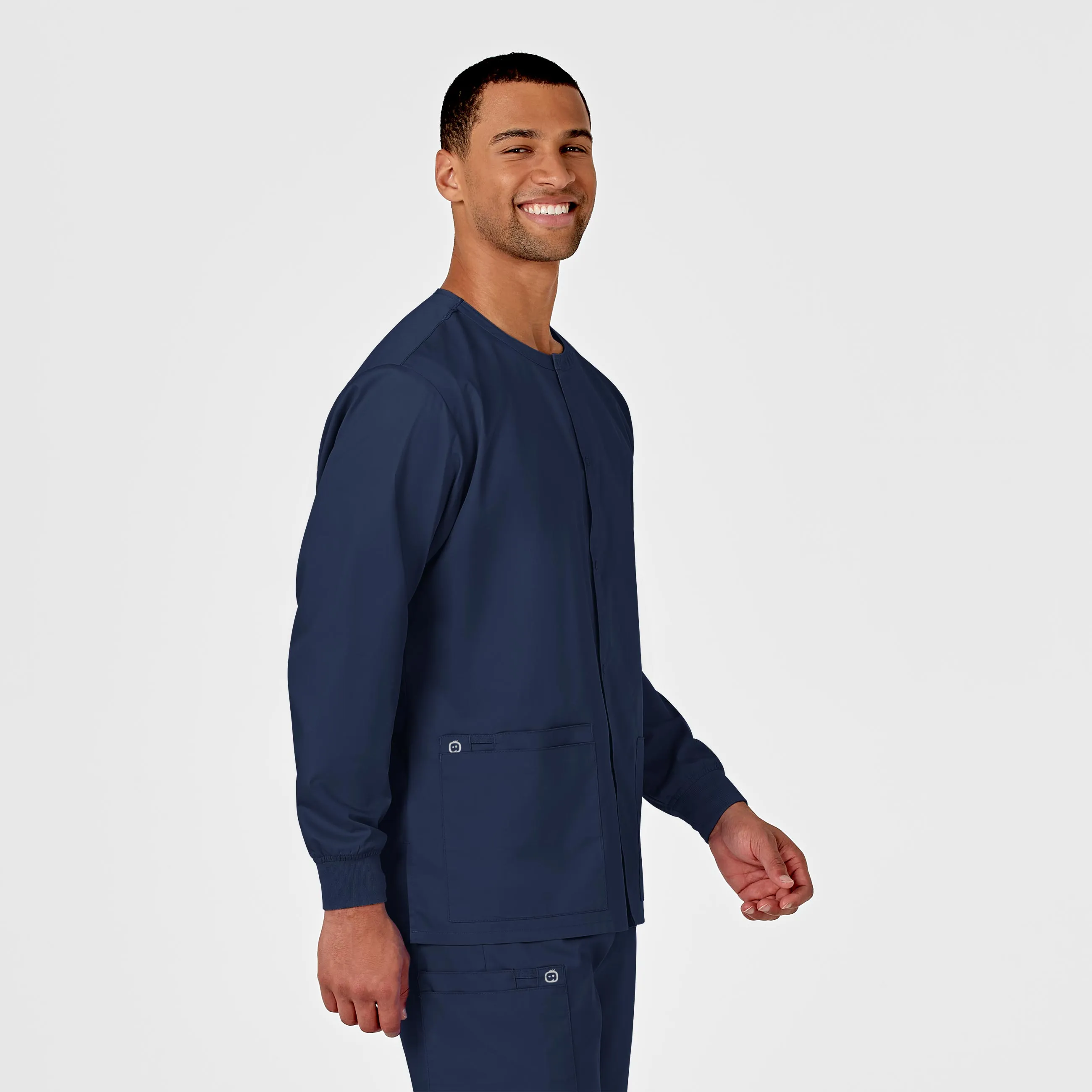 WonderWORK Unisex Snap Front Scrub Jacket - Navy