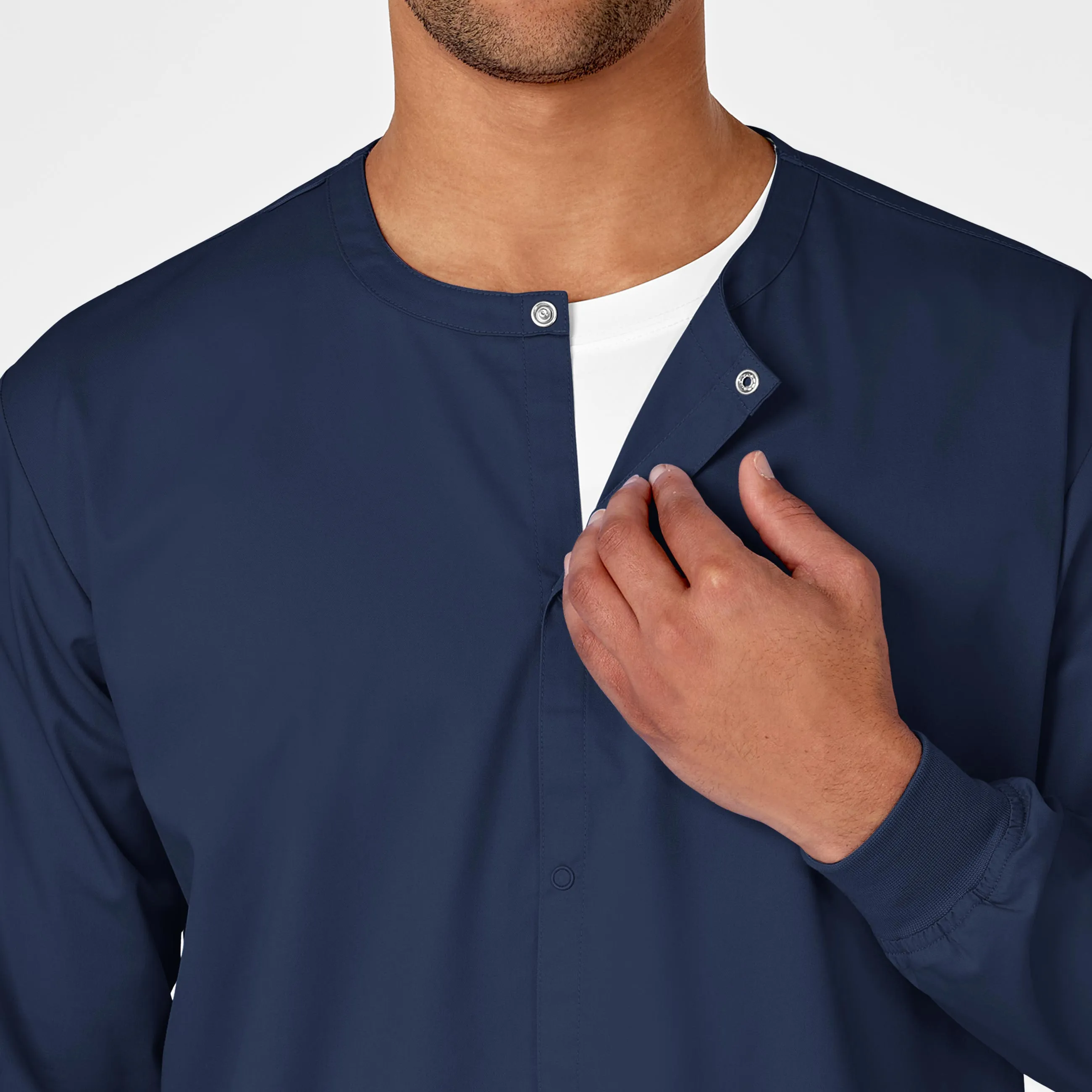 WonderWORK Unisex Snap Front Scrub Jacket - Navy