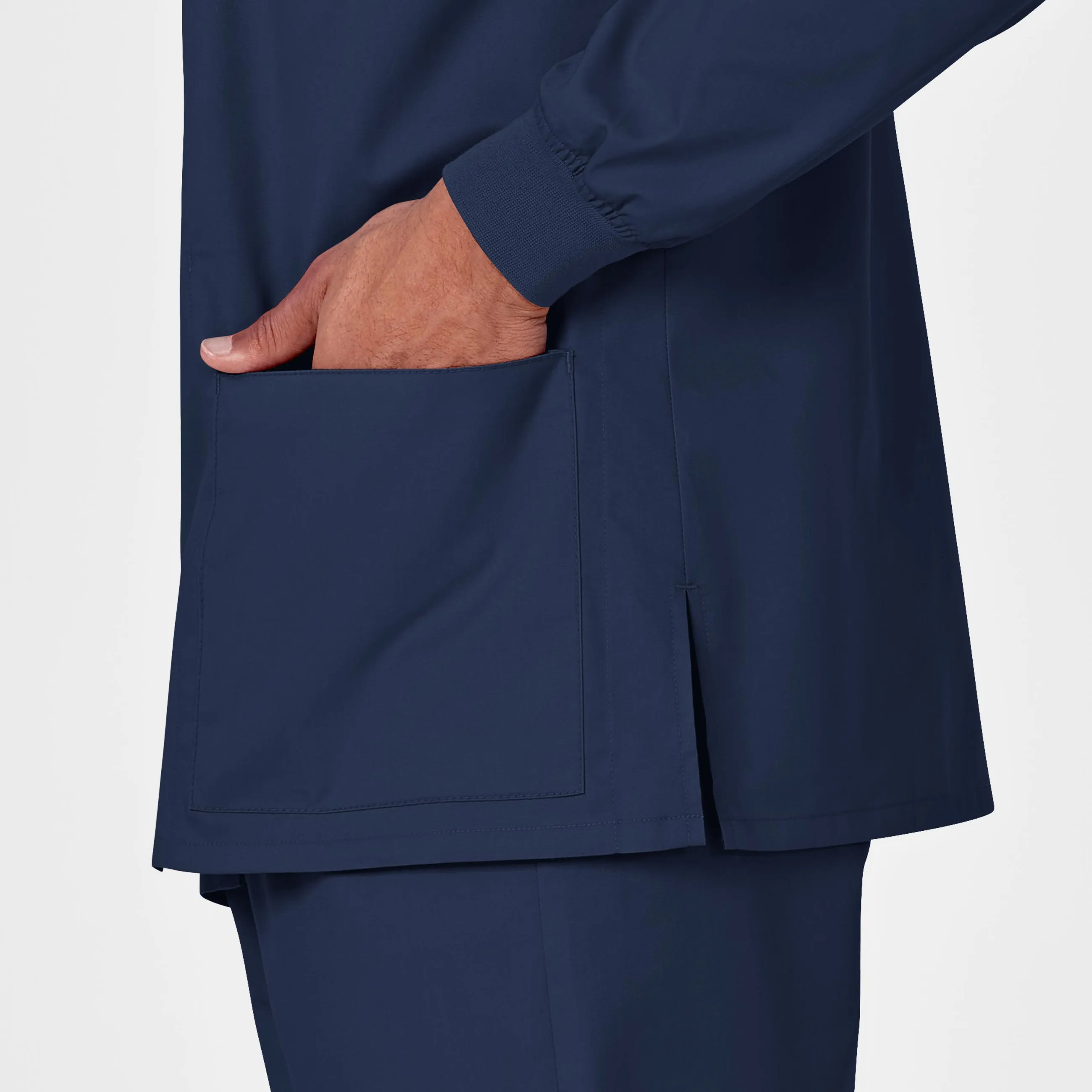 WonderWORK Unisex Snap Front Scrub Jacket - Navy