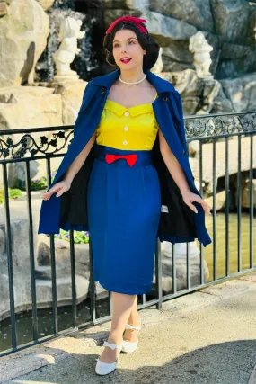 Yellow & Blue 1960s Bow Strap Pencil Dress